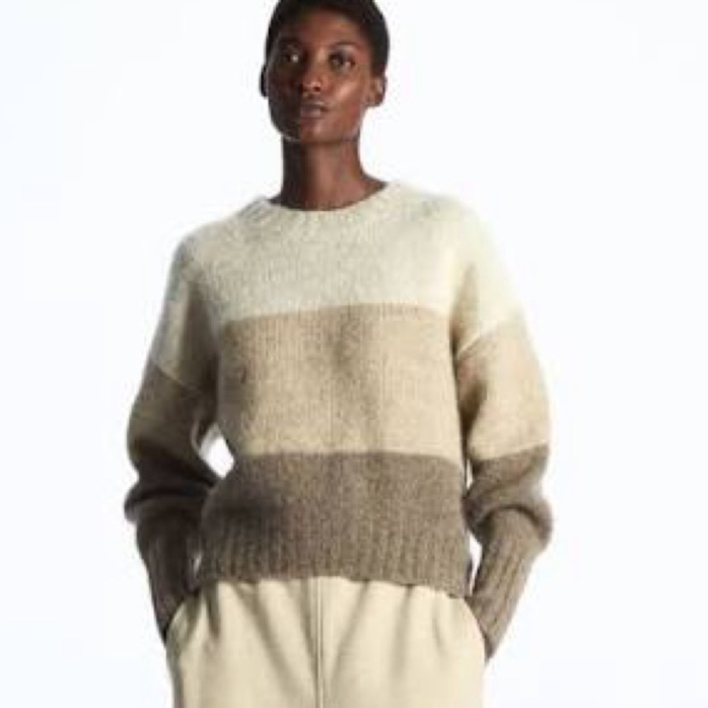 COS Two-Tone Knit Sweater - Cream and Brown